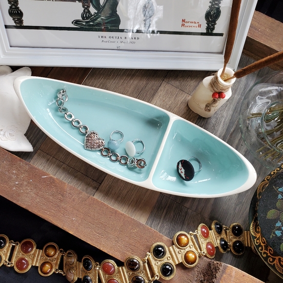 Tiffany Blue Ceramic Double Dish Tray - Picture 2 of 8